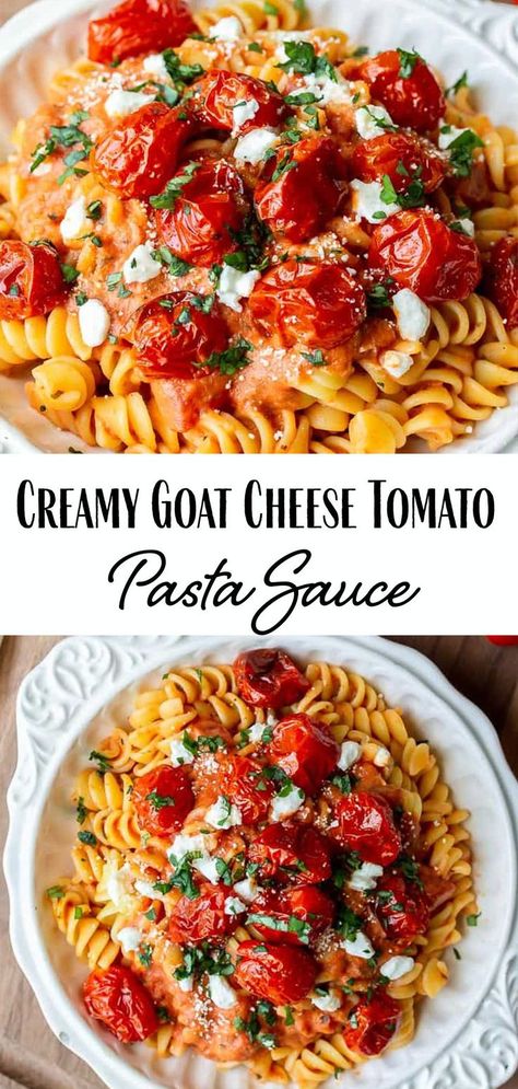 goat cheese pasta sauce Goat Cheese Tortellini, Chicken And Goat Cheese Pasta, Goat Cheese Pasta Sauce, Creamy Goat Cheese Pasta, Goat Cheese Tomato, Cheese Pasta Sauce, Delicious Sauces, Goat Cheese Pasta, Creamy Goat Cheese