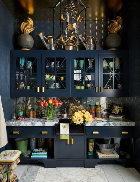 Blue Butlers Pantry, Navy Blue Kitchen Cabinets, Navy Blue Kitchen, Butler’s Pantry, Blue Kitchen Cabinets, Butlers Pantry, Butler's Pantry, Butler Pantry, Blue Kitchens