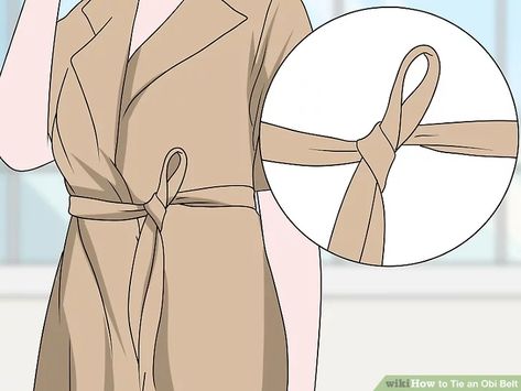 Easy Ways to Tie an Obi Belt: 9 Steps (with Pictures) - wikiHow How To Tie A Belt On A Dress, How To Tie A Dress, Obi Belt Outfit, How To Tie A Belt, Belt Knots, Loop Knot, Obi Belt, Belt Tying, The Knot