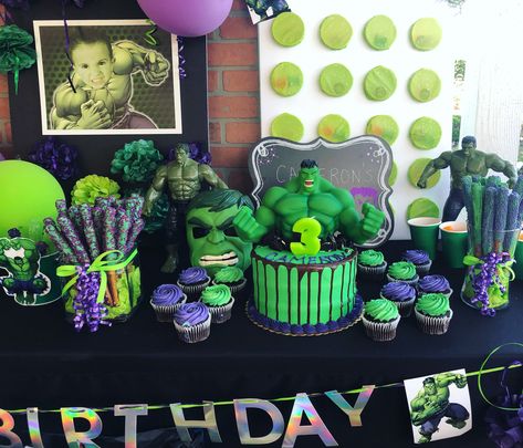 Hulk, green and purple, 3rd birthday party, Hulk Smash, Avengers Birthday. Incredible Hulk Birthday Party Ideas, The Hulk Birthday Party Ideas, Hulk Bday Party Ideas, Hulk 4th Birthday Party, Hulk Smash Birthday Party, Hulk 3rd Birthday Party, Hulk Birthday Party Ideas, Hulk Party Ideas, Hulk Birthday Party