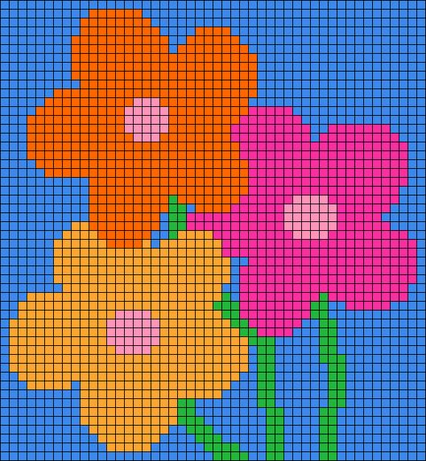 Alpha pattern #167245 | BraceletBook Crochet Flower Pixel Pattern, Tulip Alpha Pattern, Alpha Patterns Flower, Flower Pixel Art Grid, Flower Alpha Pattern, Alpha Grid, Flower Pixel Art, Tulip Sweater, Alpha Bracelet Pattern