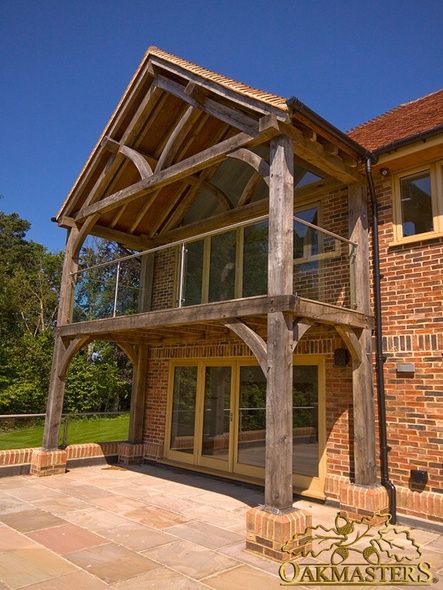 Oak Framed Extensions, Cottage Extension, Oak Frame House, Modern Family House, Oak Framed Buildings, Timber Frame Building, House Balcony, House Extension Design, Roof Trusses