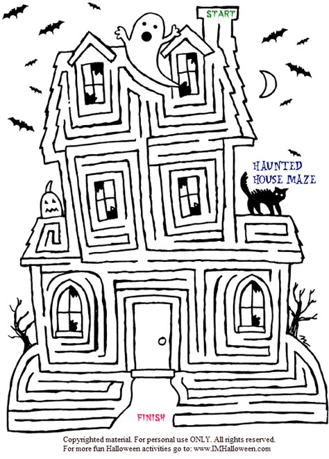 Halloween Maze Printable, Haunted House Maze, Maze Halloween, Maze Printable, Halloween Maze, Halloween Worksheets, Halloween Crafts For Toddlers, Halloween Classroom, Halloween Haunted House