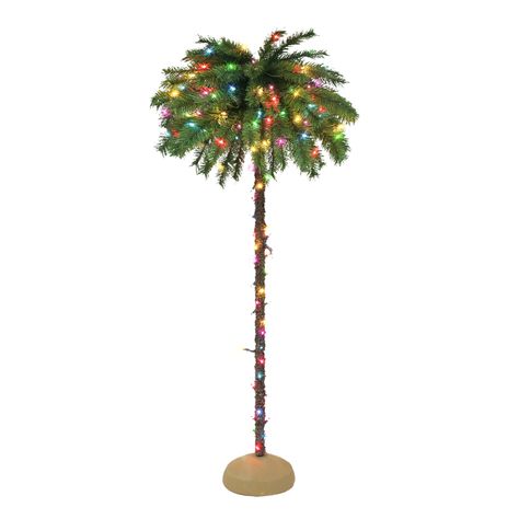 6ft. Pre-Lit Palm Artificial Christmas Tree, Multicolor Lights Tropical Christmas Trees, Christmas Tree Store, Outdoor Trees, Classic Christmas Tree, Tropical Christmas, Tropical Tree, Traditional Christmas Tree, Christmas Greenery, Tropical Decor