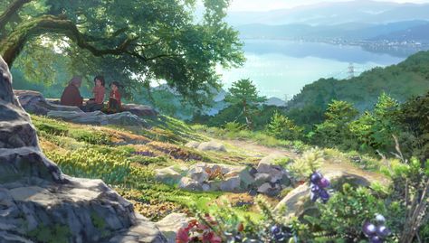 Kimi no Na wa - Album on Imgur Your Name Anime, A Hill, Animation Background, Beautiful Backgrounds, Anime Scenery Wallpaper, Art Anime, Name Art, Scenery Wallpaper, Fantasy Landscape