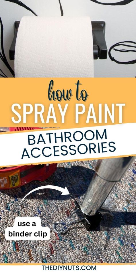 Paint Toilet Paper Holder, Towel Ring Decorating Ideas, Spray Paint Shower Curtain Rod, Spray Paint Towel Bar, Paint Bathroom Hardware, Spray Paint Bathroom Fixtures, Diy Bathroom Accessories, Flip Homes, How To Paint Behind A Toilet