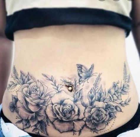 Cute Belly Tattoos, Lower Belly Tattoos For Women, Belly Tattoo Ideas, Belly Tattoos For Women, Lower Stomach Tattoos For Women, Stretch Mark Tattoo, Belly Button Tattoos, Lower Belly Tattoos, Abdomen Tattoo