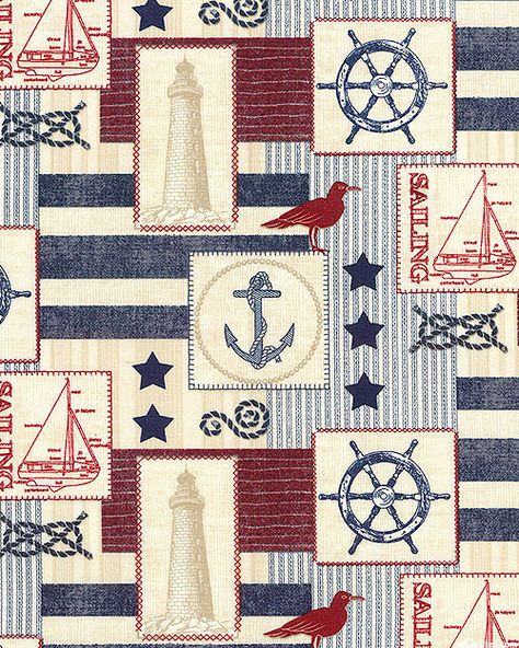 Sailor Aesthetic Sea, Boat Fabric, Sailor Illustration, Nautical Illustration, Nautical Background, Nautical Clipart, Nautical Aesthetic, Scrapbook Printables Free, Nautical Quilt