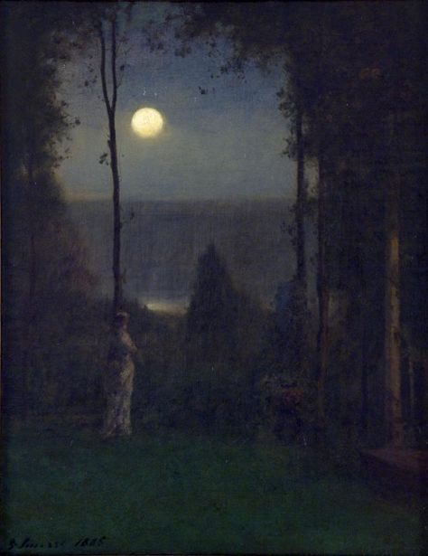 George Inness - Moonlight,1885 Moon In Paintings, Weisman Art Museum, George Inness, Wild Geese, Moonlight Painting, Albert Bierstadt, Hudson River School, Night Scene, Night Painting