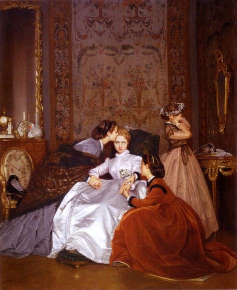 The Reluctant Bride by Auguste Toulmouche (September 21, 1829 - October 16, 1890), 1866 The Reluctant Bride, Auguste Toulmouche, Reluctant Bride, Istoria Artei, Sketchbook Inspo, Rennaissance Art, Classic Paintings, Arte Inspo, Paintings I Love