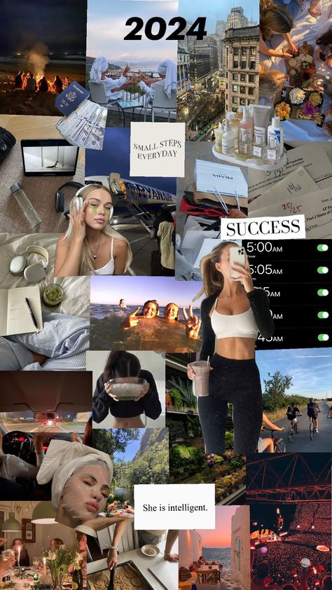 2024 vision board ♡ #2024 #goals #aesthetic 2024 Inspiration Board, Life Inspo Board, 2024 Dream Board, Aesthetic Goals List, That Girl Vision Board, Dream Board Pictures Aesthetic, May Vision Board, Life Goals Aesthetic, Glow Up Inspiration