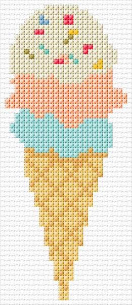 Stitch Cookies, Cross Stitch Unicorn, Ice Cream Cross Stitch, Stitch Necklace, Unicorn Ice Cream, Cross Stitch Necklace, Unicorn Cross Stitch Pattern, Cross Stitch Fruit, Ice Cream Ice