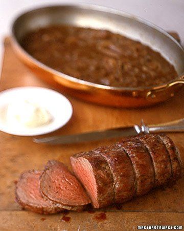 Beef Tenderloin With Shallot Mustard Sauce - Substitute shallots with red onions, omit oil (except for phase 3 when you can have it) and butter. This is perfect for The Fast Metabolism Diet phases 2 & 3! Martha Stewart Recipes, Mustard Sauce, Beef Tenderloin, Think Food, The Sauce, Beef Dishes, Best Recipe, I Promise You, Meat Dishes