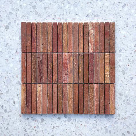 Italian Rosso Kit Kat Travertine Mosaic 98x15