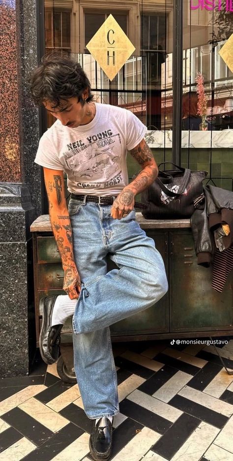 501 Outfit, Loafers With Jeans, Loafers And Jeans, Fall Mens Outfits, Loafers Men Outfit, Mens Fall Outfits, Levis Outfit, Jeans Outfit Men, Boyfriend Outfit