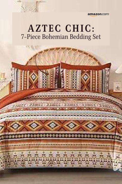 Dinjoy Boho King Size Bed in a Bag, Red Comforter Set, Aztec Striped Bedding, Bohemian Complete Set, Fluffy Geometric Burgundy Comforters
 Transform your bedroom into a bohemian oasis with our vibrant red comforter set and Aztec stripes.

#bohemianbedding #redcomforterset #aztecstripes #kingsizebedding #fluffysheets #geometricdesign #bedroomdecor #homedecor #luxurybedding #sleepessentials Terracotta Comforter, Aztec Comforter, Mexican Bedroom Decor, Bedroom Terracotta, Red Comforter Sets, Western Comforter Sets, Green Comforter Sets, Tornado Pictures, Comforter Sets Boho