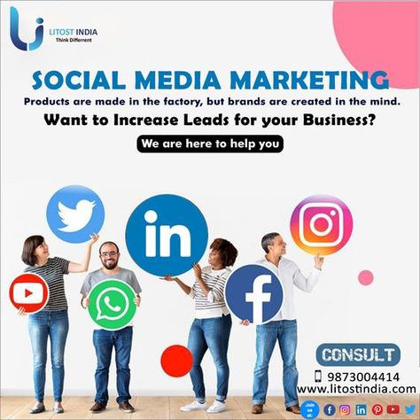 Social Media Marketing Of Your Brand Products are made in the factory, but brands are created in the mind. we can create a customized and affordable Social Media Marketing Plan for you Want to Increase Leads for your Business? We are here to help you. ================================== Litost India Infotech Pvt Ltd Address : D -242 Sector 63 Noida Mob NO : 9873004414 9717465600 WEBSITE : www.litostindia.com​ E-Mail : vivek@litostindia.com Digital Advertising Design, Digital Marketing Quotes, Social Media Branding Design, Marketing Poster, Digital Marketing Design, Social Media Marketing Plan, Social Media Marketing Agency, Branding Ideas, Freepik Design