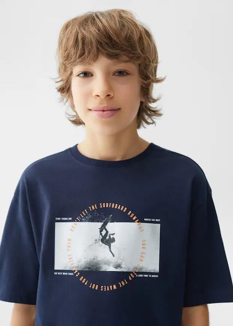 Printed cotton-blend t-shirt - Girls | Mango Kids United Kingdom Boys Tshirt, Boy Toddler, Koala Kids, Kid Fashion, Men Tshirt, Surf Board, Level 5, Mango Kids, Teen Boy