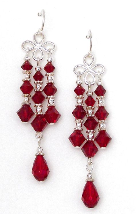 Crystal Chandelier Earrings, Homemade Jewelry, Red Earrings, Bead Jewellery, Precious Jewelry, Jewelry Patterns, Diy Earrings, Crystal Chandelier, Diamond Earrings Studs