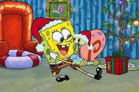 Spongebob Christmas Drawing, Spongebob Christmas Painting, Christmas Spongebob Pfp, Spongebob Christmas Aesthetic, Spongebob Winter, Winter Profile Picture, Christmas Spongebob, Spongebob Comics, Spongebob Halloween