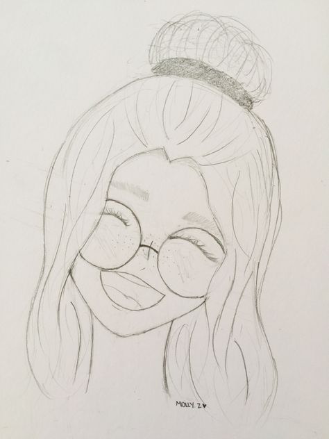 Anime Happy Face Drawing, How To Draw A Happy Face, Anime With Glasses Drawing, Smiling Person Drawing, Happy People Drawing, Face With Glasses Drawing, Girl Smiling Drawing, Happy Face Sketch, Glasses Girl Drawing