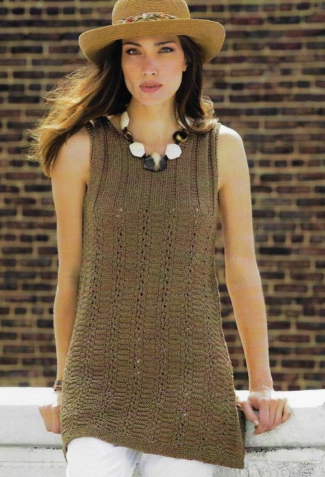 Top Knitting Pattern, Knitting Patterns For Women, 5mm Crochet Hook, Knitting Terms, Chunky Knitting Patterns, Sleeveless Tunic Tops, Sweater Knitting Pattern, Sleeveless Tops Summer, Textured Sweater