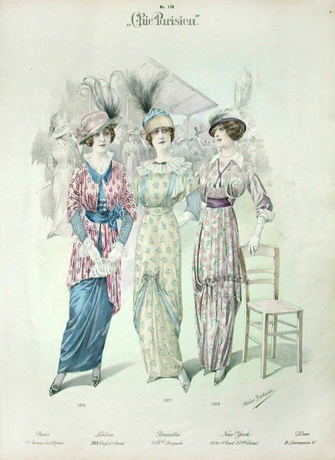 Chic Parisien Fashion Prints 1913 1913 Fashion, Fashion 1910, Mode Prints, 1910s Fashion, Parisienne Chic, Fashion Illustration Vintage, 20th Century Fashion, Fashion Journals, Fashion Drawings