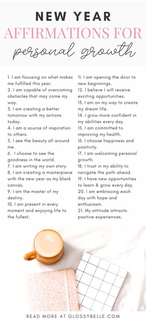 The new year is the perfect time for new beginnings, renewal, and reflection. To get you into the right mindset to do your best this year, start the year with positive new year affirmations to foster growth, happiness, and everything in between. | personal growth | personal development | positive affirmations for a new year | affirmations for a new year | new years affirmations | new year goals | daily affirmations | affirmations for goal setting | mindset | setting intentions #affirmations Affirmation For New Year, New Year Affirmations Inspiration, New Year Affirmations 2025, New Years Affirmations, New Year Affirmations, Calming Affirmations, Job Affirmations, Night Affirmations, Happiness Affirmations