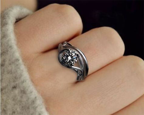 Art Nouveau Rings Engagement, Art Nouveau Wedding Rings With Intricate Design, Art Nouveau Wedding Ring With Gemstone, Luxury Art Nouveau Style Ring, Contemporary Art Nouveau, Silver Art Nouveau Ring As Gift, Silver Art Nouveau Rings With Intricate Design, Art Nouveau Engagement Ring, Custom Made Engagement Rings