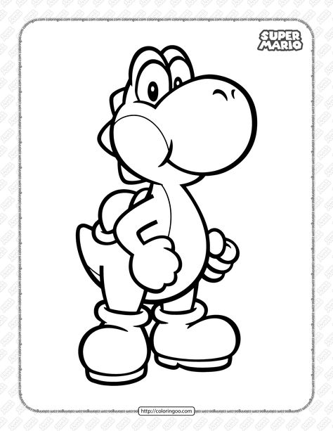 Free Super Mario Yoshi Coloring Page Yoshi Coloring Pages, Super Mario Yoshi, Mario Coloring, Super Mario Coloring Pages, Mario E Luigi, Super Mario Bros Party, Mario Yoshi, Arte Monster High, Boy Coloring