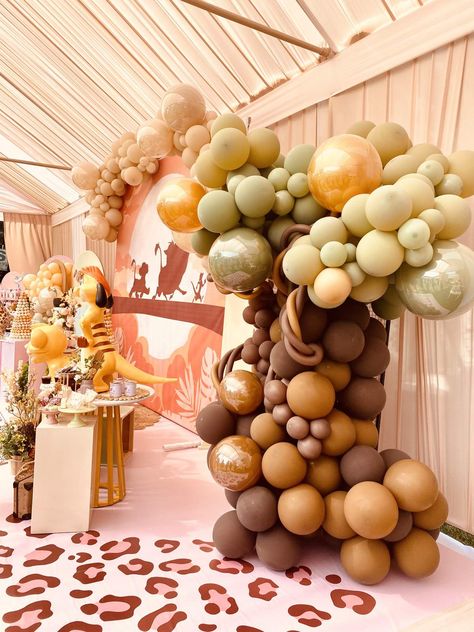 Lion King Boho Party | CatchMyParty.com The Lion King Party Decorations, Lion King Wild One Party, Lion King Wedding Theme, Lion King Birthday Decor, Lion King Balloon Garland, Lion King Balloon Arch, Lion King Birthday Balloon Arch, Lion King Birthday Party, Lion King Birthday Party Activities