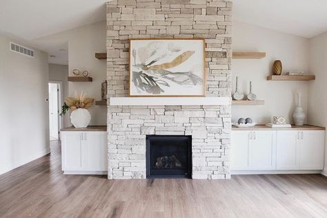 Dry Stack Fireplace, Manufactured Stone, Custom Built Homes, Stacked Stone, Stone Veneer, Home Tips, Built Ins, Home Hacks, New Construction