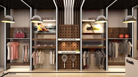 Zenit Sport Wear Store | Retail Design on Behance Sports Retail Design, Tennis Shop Interior Design, Sports Showroom Interiors, Sport Retail Store Design, Sports Store Interior, Running Store Design, Retail Fixture Design, Sport Store Design Shop Interiors, Sports Retail Store Design