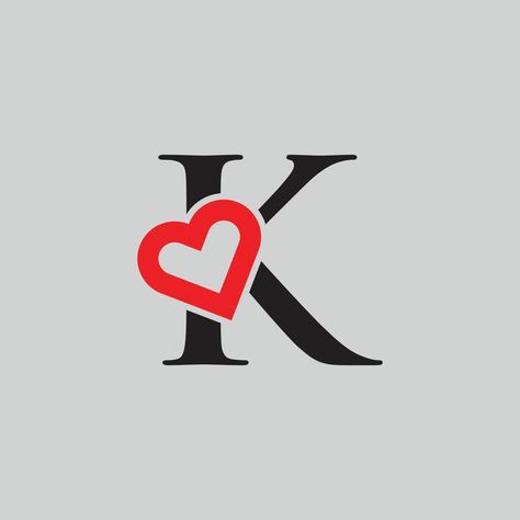 Logo Heart Letter K. Beautiful vector love logo design. K love outline creative letter design Ks Letter Design, K Love Letter, K Letter Design, I Love K, Heart Logo Design, Love Logo Design, K Heart, Logo K, Ganesha Artwork