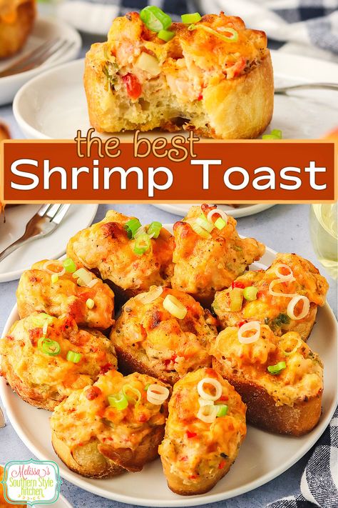 This Shrimp Toast Recipe is an easy appetizer to serve for parties, game day snacks, the holidays or any time small bites are on the menu. #shrimprecipes #shrimptoast #easyappetizers #appetizerrecipes #seafood #seafoodrecipes via @melissasssk Shrimp Toast Recipe, Feta Bruschetta, Homemade Crab Rangoon, Shrimp Appetizer, Shrimp Toast, Easy To Make Appetizers, Shrimp Appetizers, Bite Size Appetizers, Seafood Seasoning