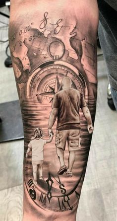 Family Sleeve Tattoo, Family Tattoos For Men, Partner Tattoos, Father Daughter Tattoos, Couple Matching Tattoo, Family Tattoo Designs, Scale Tattoo, Bike Tattoos