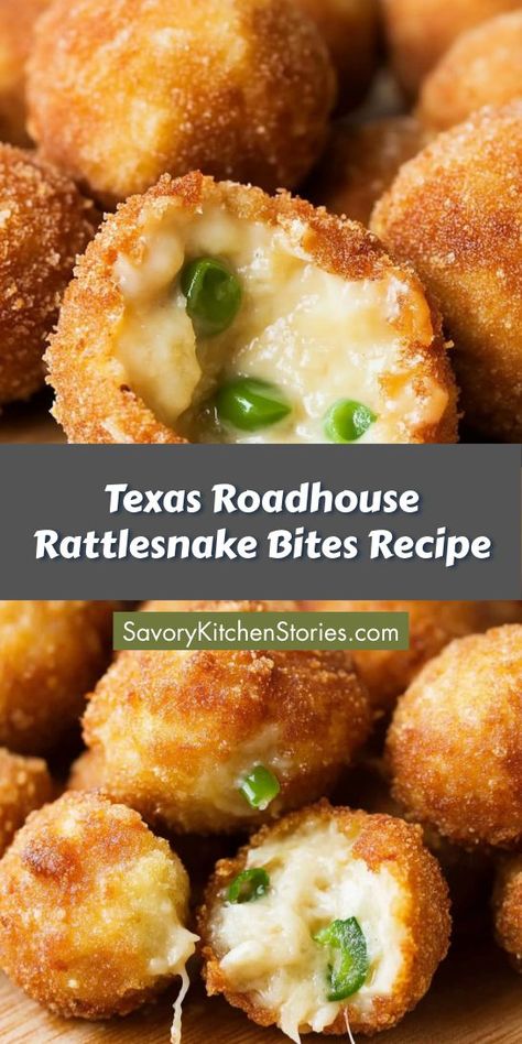 Want to elevate your appetizer game with a zesty favorite? These Texas Roadhouse Rattlesnake Bites are the perfect combination of heat and flavor! Serve them at your next event and watch them disappear. Be sure to save this recipe for your next delicious snack occasion! Rattlesnake Bites Recipe, Texas Roadhouse Rattlesnake Bites, Texas Roadhouse Recipes, Copycat Texas Roadhouse, Rattlesnake Bites, Classic Appetizers, Texas Roadhouse, Copycat Restaurant Recipes, Cheese Bites