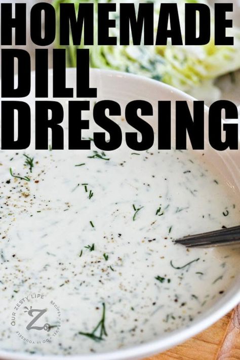 Dill Salad Dressing Recipe, Dill Ranch Dressing, Creamy Dill Dressing, Lettuce Salads, Greek Yogurt Ranch Dressing, Healthy Dressing Recipes, Dill Recipes, Salad Dressing Recipes Healthy, Dill Dressing