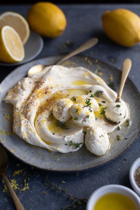 Lemony labneh - Labneh Dip, Labneh Recipe, Easy Mediterranean Diet Recipes, Goats Cheese, Lemon Rind, Dried Figs, Braised Beef, Mediterranean Diet Recipes, Small Bites