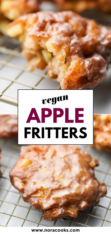 Vegan Apple Donuts Baked, Vegan Apple Baking Recipes, Nutritarian Dessert Recipes, Egg Free Apple Desserts, Vegan Apple Fritters Recipe, Vegan Apple Breakfast Recipes, Eggless Desert Ideas, Apple Recipes No Egg, Vegan Sweet Bread Recipes