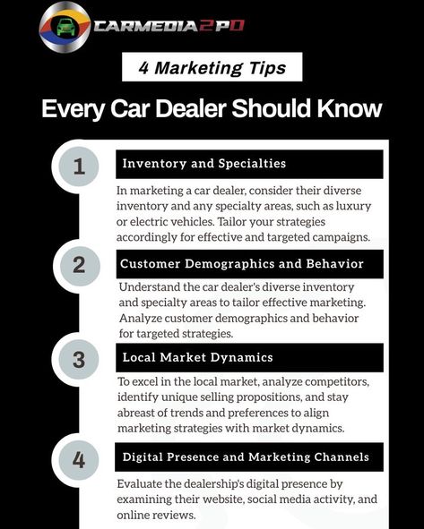 Drive Your Success with These Proven Marketing Tips for Car Dealers! 🚗💼 Boost your dealership's visibility, engage customers, and accelerate sales with strategic online campaigns, compelling content, and personalized customer experiences. 📈 ✨ #CarDealerMarketing #Dealership Car Dealership Marketing Ideas, Car Dealership Marketing, Sales Prospecting, Import Business, Sales Motivation, Online Campaign, Car Salesman, Unique Selling Proposition, Emma Rose