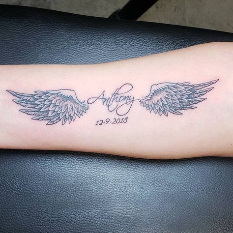 Top 30 Best angel wings tattoo ideas for Men & Women in 2023 Angel Wings Tattoo Forearm, Angel Wing Tattoos, Small Angel Wing Tattoo, Angel Tattoo For Women, Lily Tattoos, Tattoos For Females, Wing Tattoos, Small Wave Tattoo, Ali D'angelo