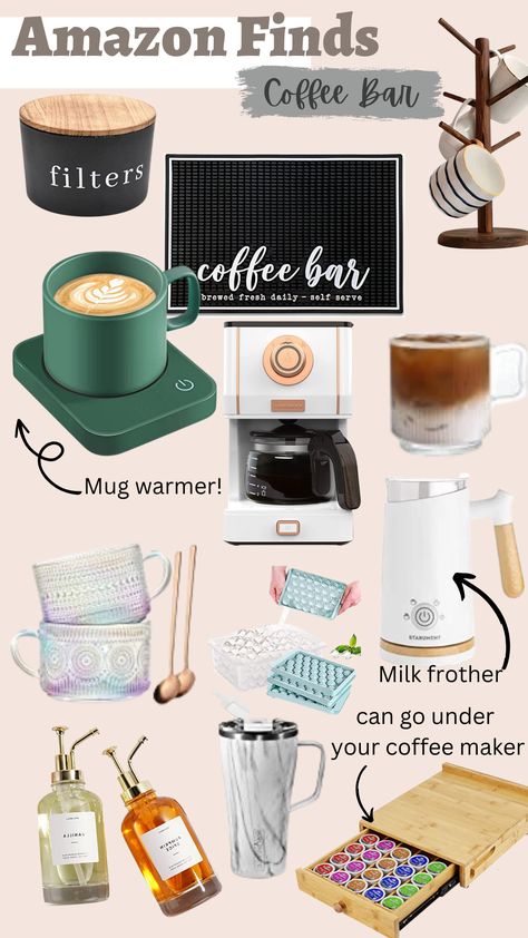 Sharing a collection of Amazon coffee bar favorites. Perfect to gift yourself or the coffee lover in your life. You can find more on my idea list on Amazon! #ad Coffee And Tea Bar Ideas, Coffee Bar Set Up, Amazon Coffee Bar, Coffee Bar Must Haves, Coffee Bar Essentials, Tea Corner, Coffee Essentials, Kitchen Essentials List, Coffee Bar Accessories