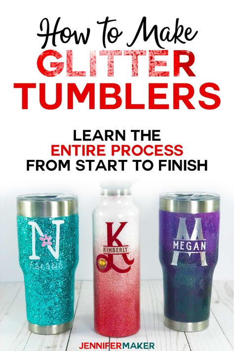 Glitter Tumbler Tutorial Step by Step From Start to Finish #tumblers #glitter #diy #crafts #cricut #diygifts Glitter Tumbler Tutorial, Diy Crafts Cricut, How To Make Glitter, Crafts Cricut, Diy Hanging Shelves, Projets Cricut, Diy Glitter, Mason Jar Crafts Diy, Glitter Tumblers