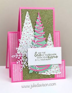 Julie's Stamping Spot -- Stampin' Up! Project Ideas by Julie Davison: Stampin' Up! Whimsical Trees Easy Center Step Card Tutorial + Free Online Class Video Center Step Cards, Whimsical Trees, Side Step Card, Whimsical Tree, Step Card, Whimsical Christmas Trees, Fancy Fold Card Tutorials, Fun Folds, Step Cards