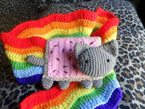 Nyan Cat Crochet Pattern, Nyan Cat Crochet, Crochet Cat Scarf, Cat Scarf Pattern, Crochet Hat For Women, Irish Crochet Dress, Cat Scarf, Nyan Cat, Scarf Crochet