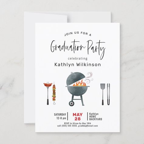 Graduation Bbq Party, Graduation Bbq, Bbq Party Invitations, Backyard Bbq Party, Bbq Invitation, The Graduate, Bbq Party, Graduation Party Invitations, Backyard Bbq