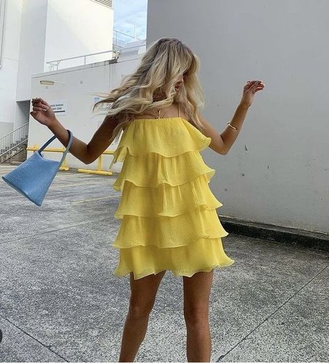 Yellow Bachelorette Party Outfit, Yellow Bachelorette Party, Yellow Bachelorette, 21 Dinner, Vibe Board, Garden Party Outfit, Tri Delt, Sorority Recruitment Outfits, Recruitment Outfits