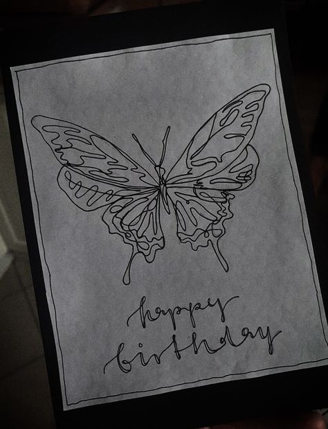 Diy Line Art, Butterfly Birthday Card, Butterfly Birthday Cards, White Pen, Mom Cards, Butterfly Birthday, Birthday Cards Diy, Diy Birthday, Artsy Fartsy