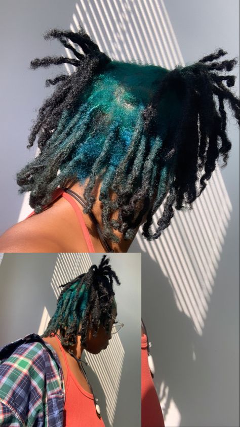 Blue Roots Black Hair Locs, Black Hair Locs, Locs Colors, Black Locs, Loc Colors, Dyed Locs, Blue Roots, Locs Styles, Loc Hairstyles